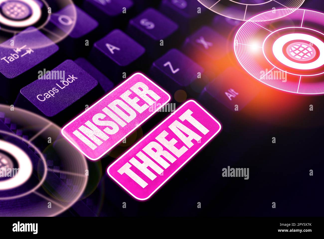 Text showing inspiration Insider Threat. Business idea security threat that originates from within the organization Stock Photo