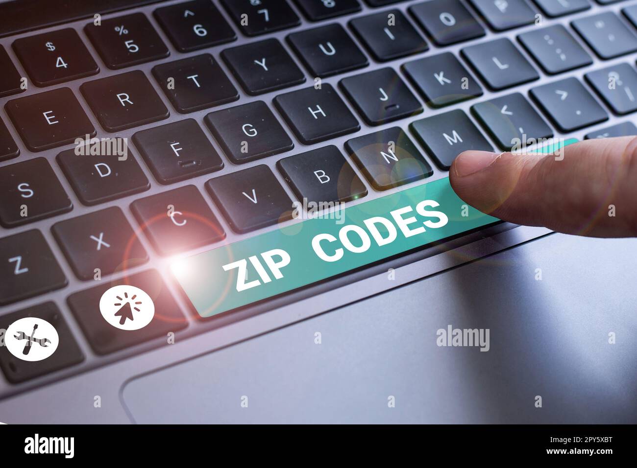 Sign displaying Zip Codes. Business concept numbers added to a postal address to assist the sorting of mail Stock Photo