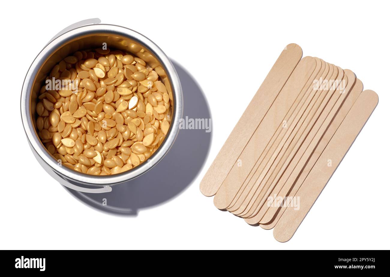 Py Sticks Wooden sticks for applying wax and yellow wax granules for cosmetic ...