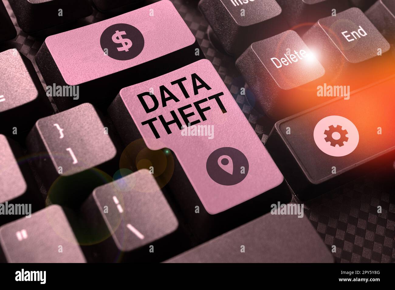 Conceptual display Data Theft. Business approach illegal transfer of any information that is confidential Stock Photo