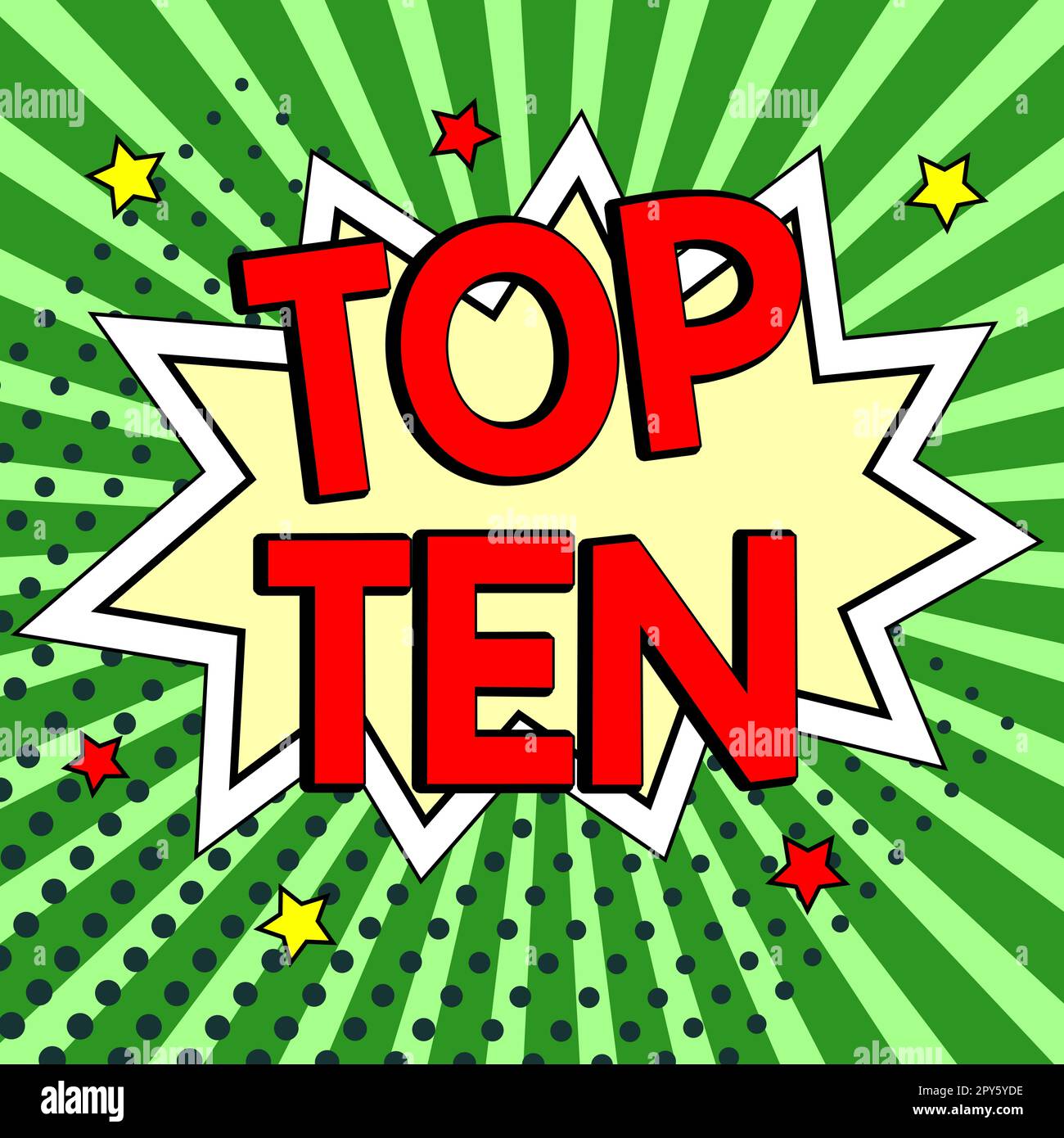 Conceptual display Top Ten. Business overview the ten most popular songs or recordings in the popular music charts Stock Photo