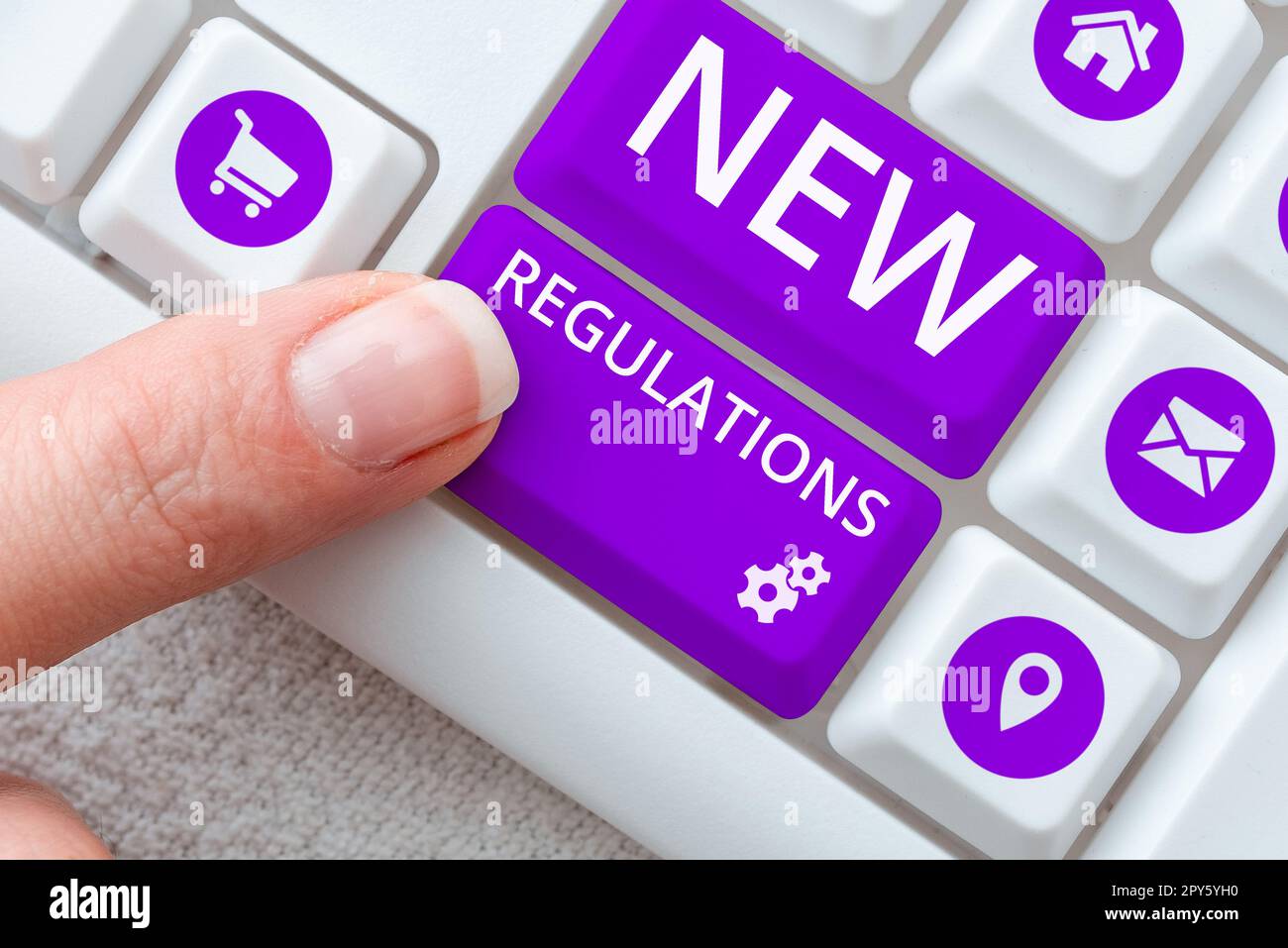 Text showing inspiration New Regulations. Business concept Regulation controlling the activity usually used by rules. Stock Photo