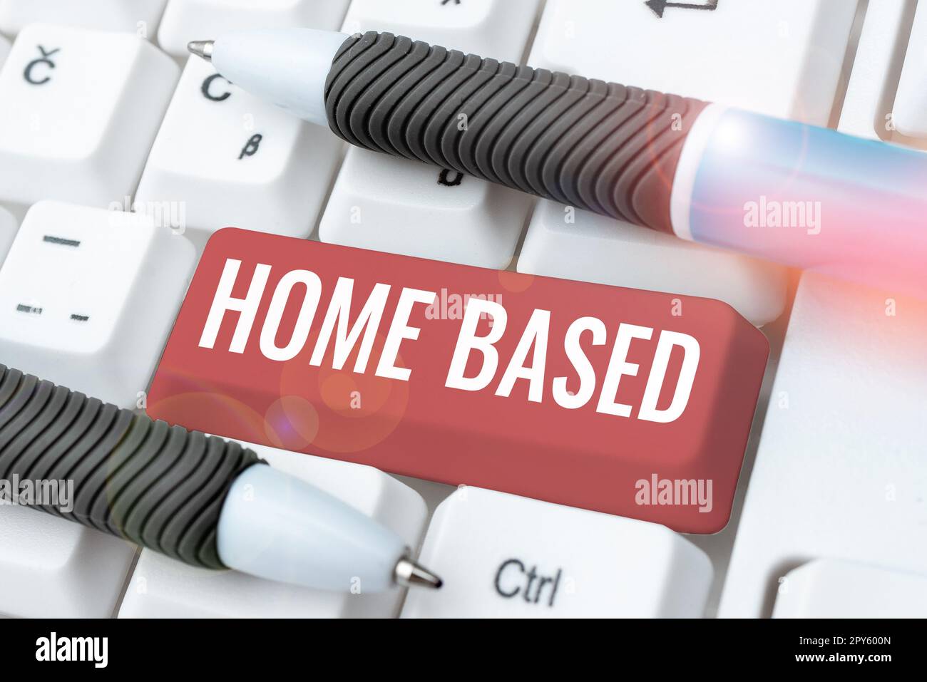 Text sign showing Home Based. Concept meaning banking transactions are performed directly by telephone Stock Photo