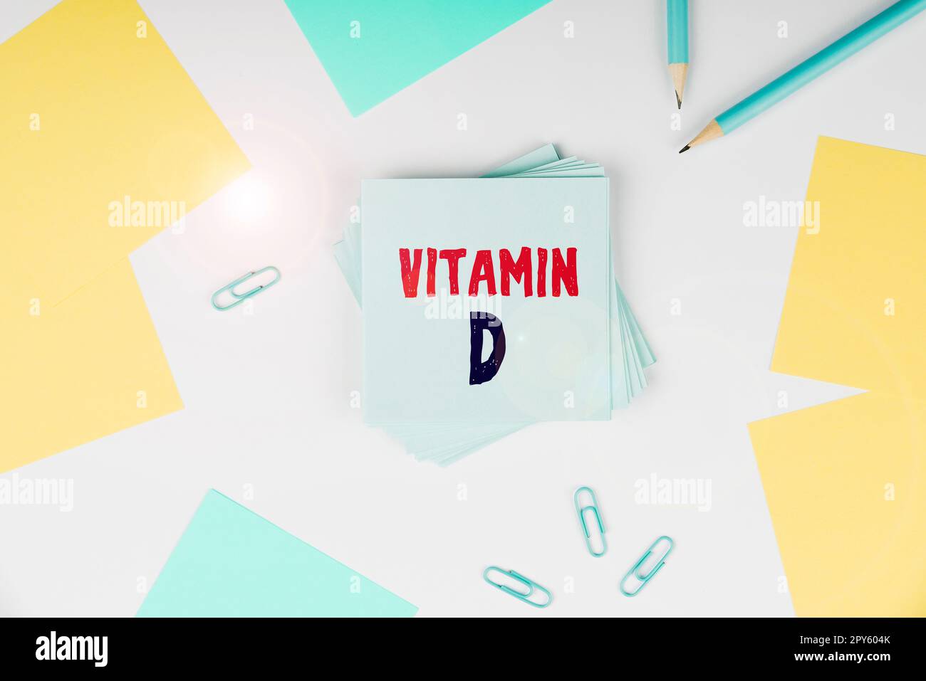 Conceptual display Vitamin D. Internet Concept Nutrient responsible for increasing intestinal absorption Stock Photo
