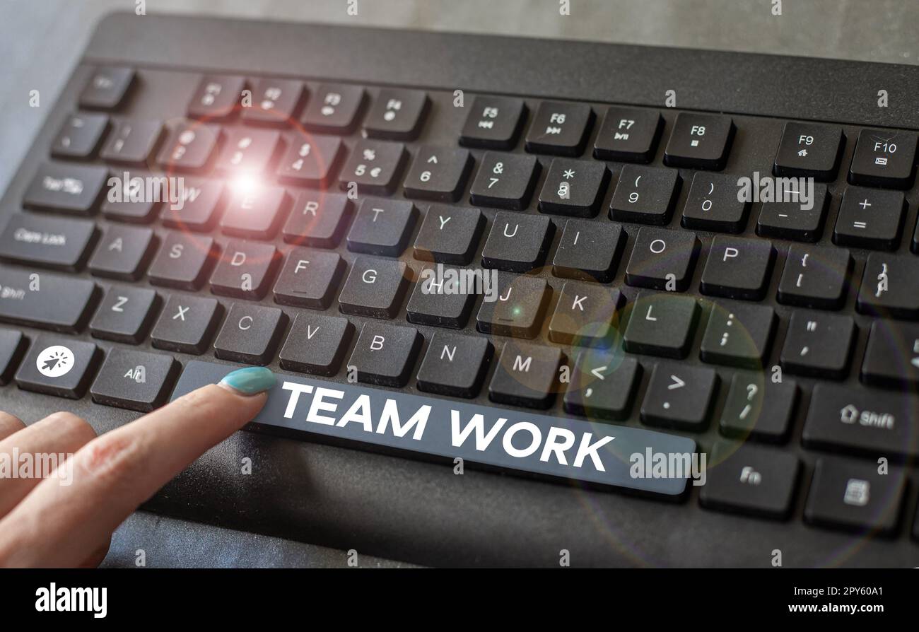 Sign displaying Team Work. Word for Combined action of a group Workgroup cooperation collaboration Stock Photo