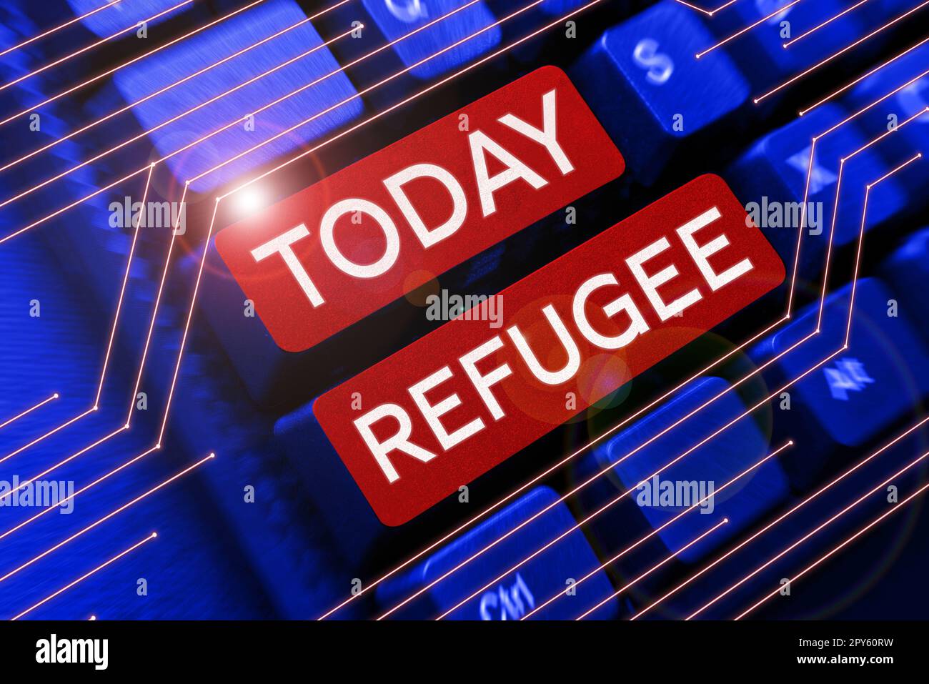 Sign displaying Refugee. Word for refer to movements of large groups of displaced people Stock Photo