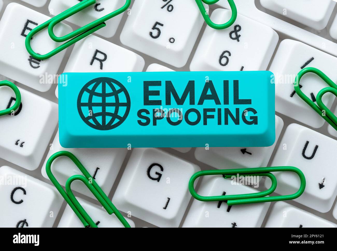 Conceptual caption Email Spoofing. Internet Concept secure the access and content of an email account or service Stock Photo