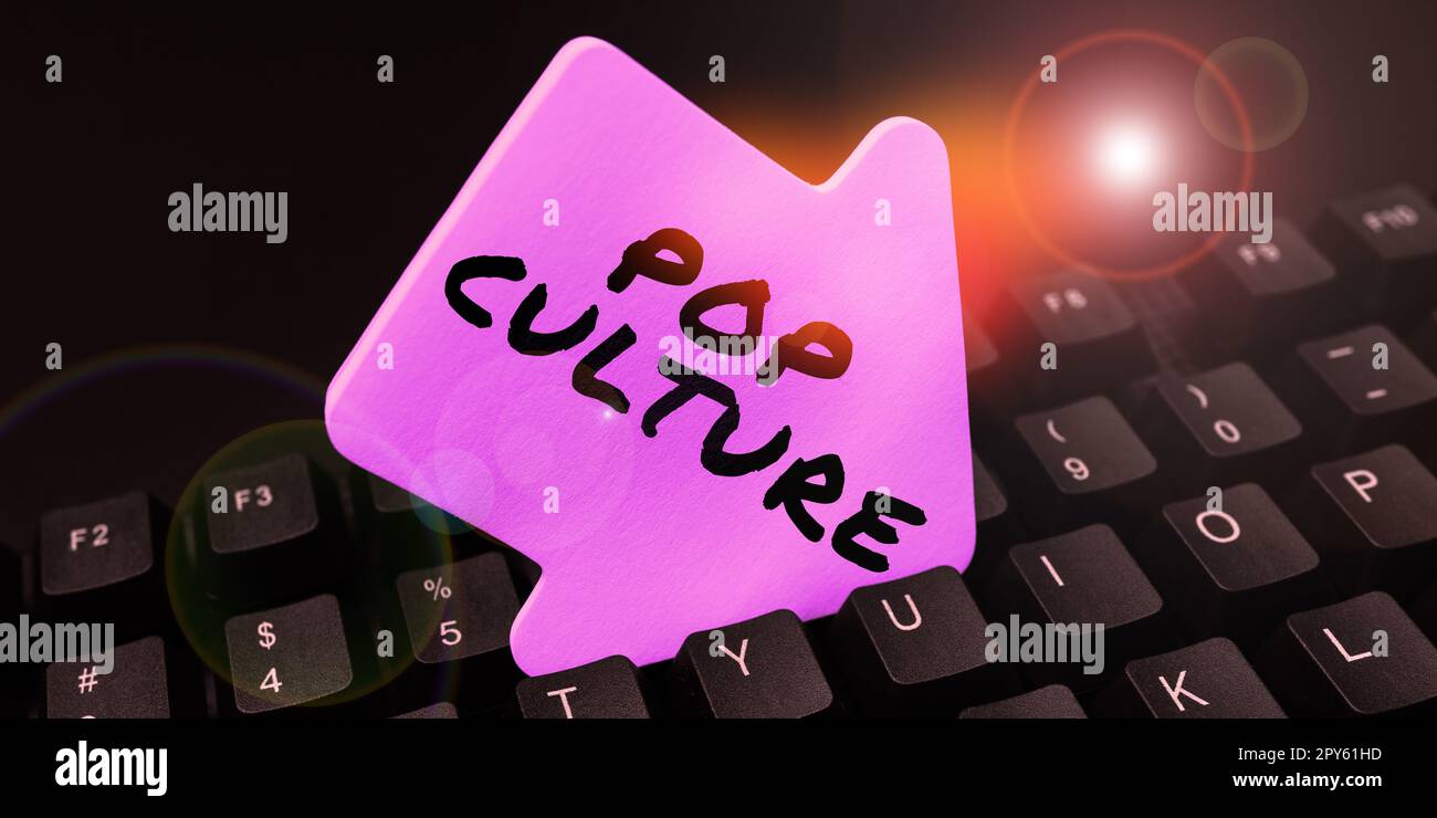 Text sign showing Pop Culture. Business concept describes the lifestyle and tastes of the majority of mostly younger people Stock Photo