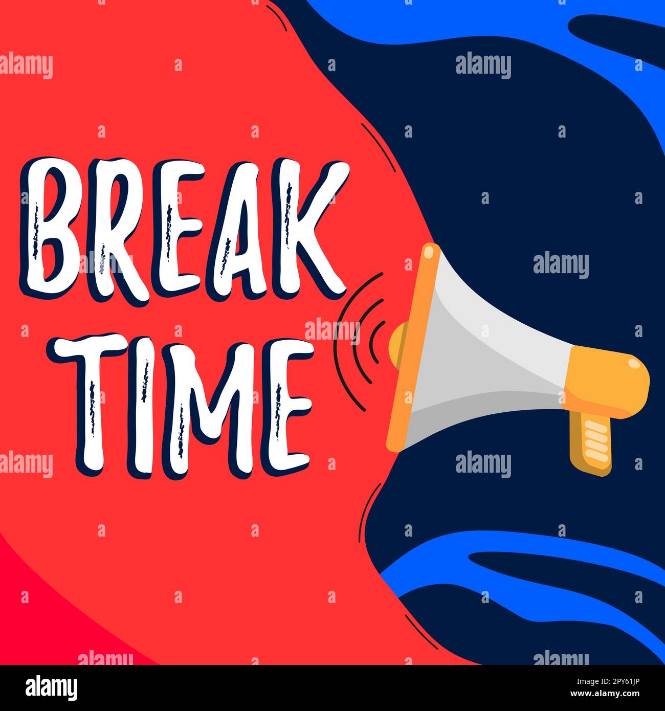 Text sign showing Break Time. Business idea Period of rest or recreation after doing of certain work Stock Photo