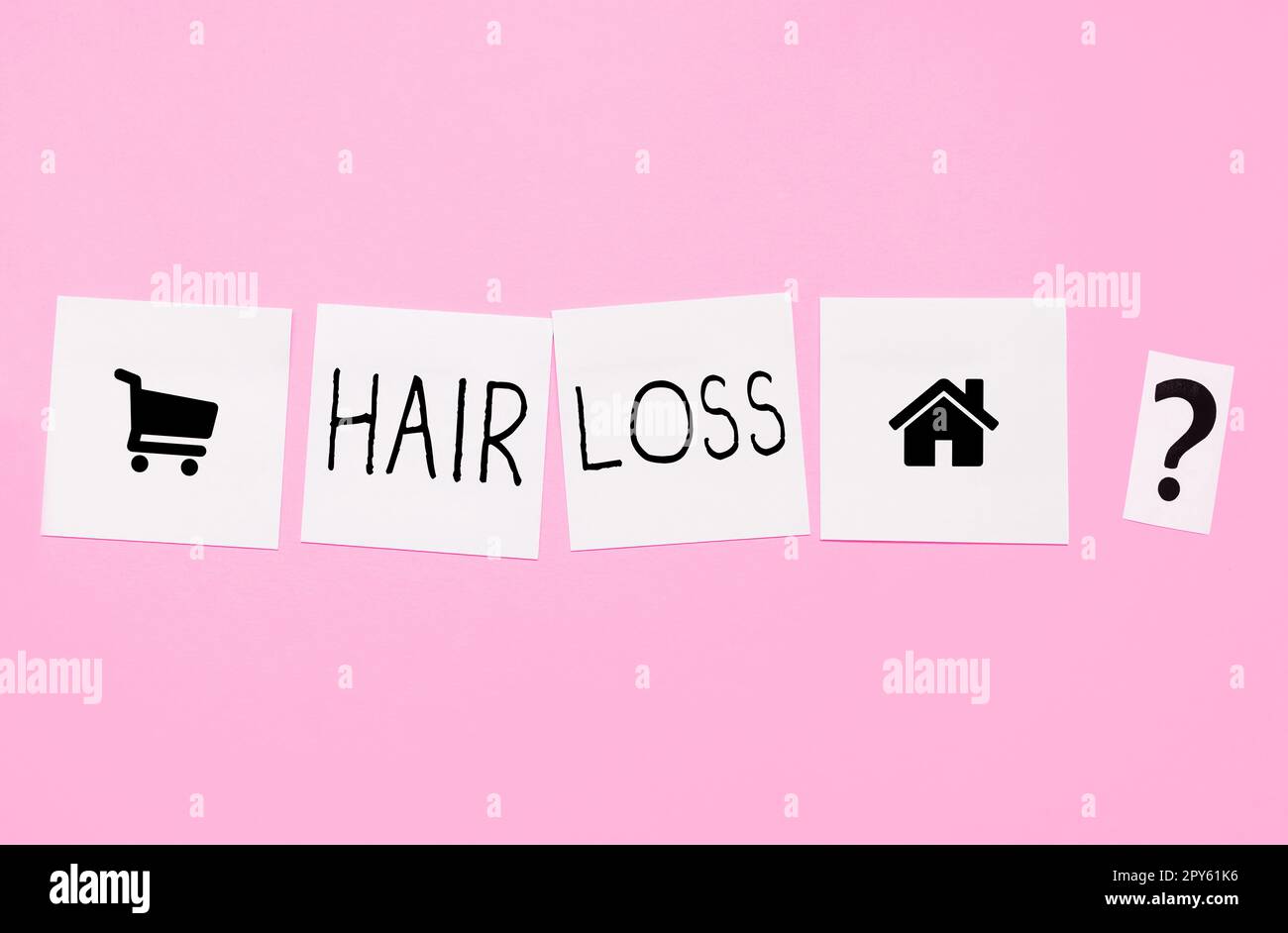 Text sign showing Hair Loss. Internet Concept Loss of human hair from the head or any part of the body Balding Stock Photo
