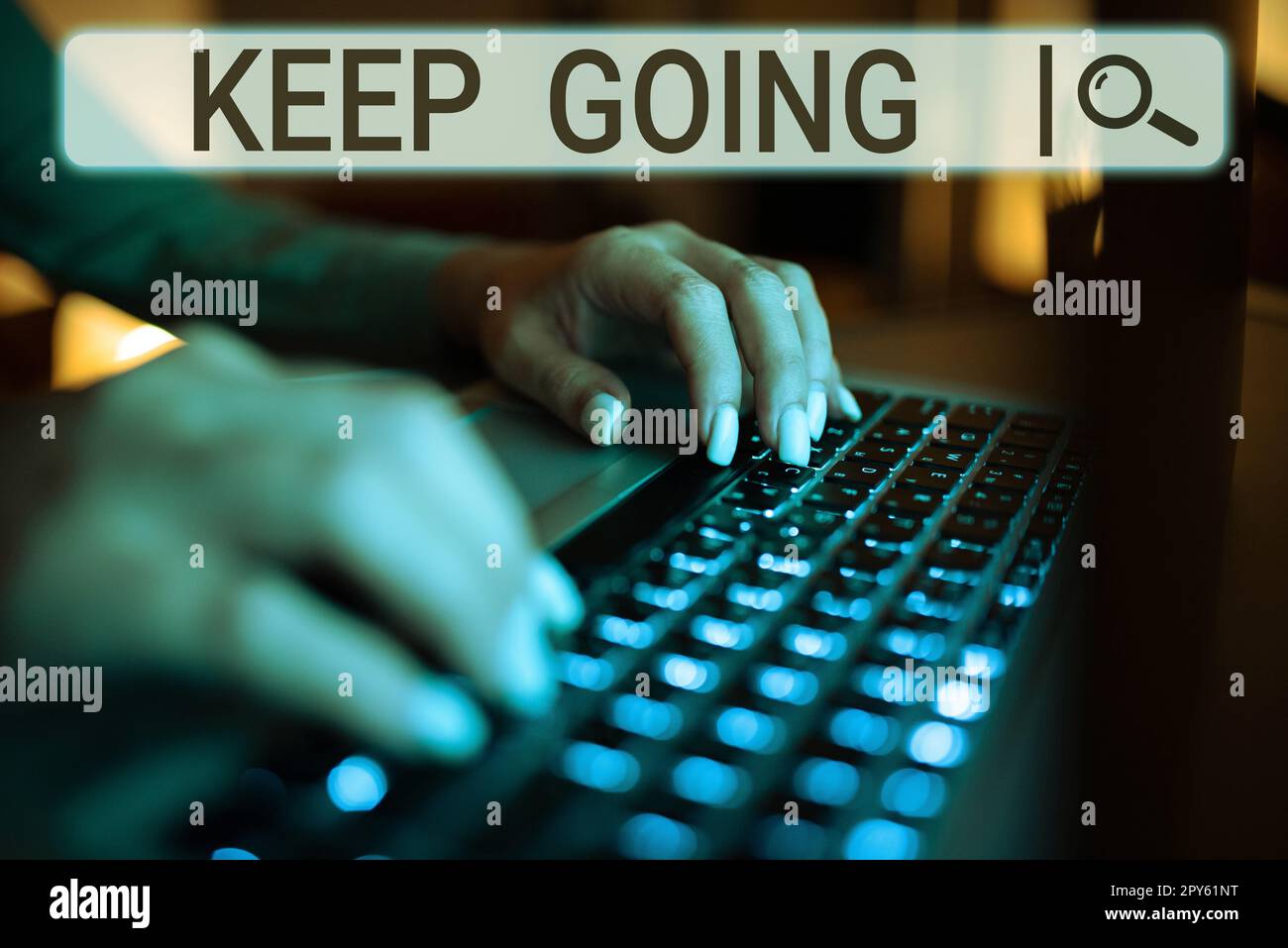 Text showing inspiration Keep Going. Business concept make an effort to live normally when in a difficult situation Stock Photo