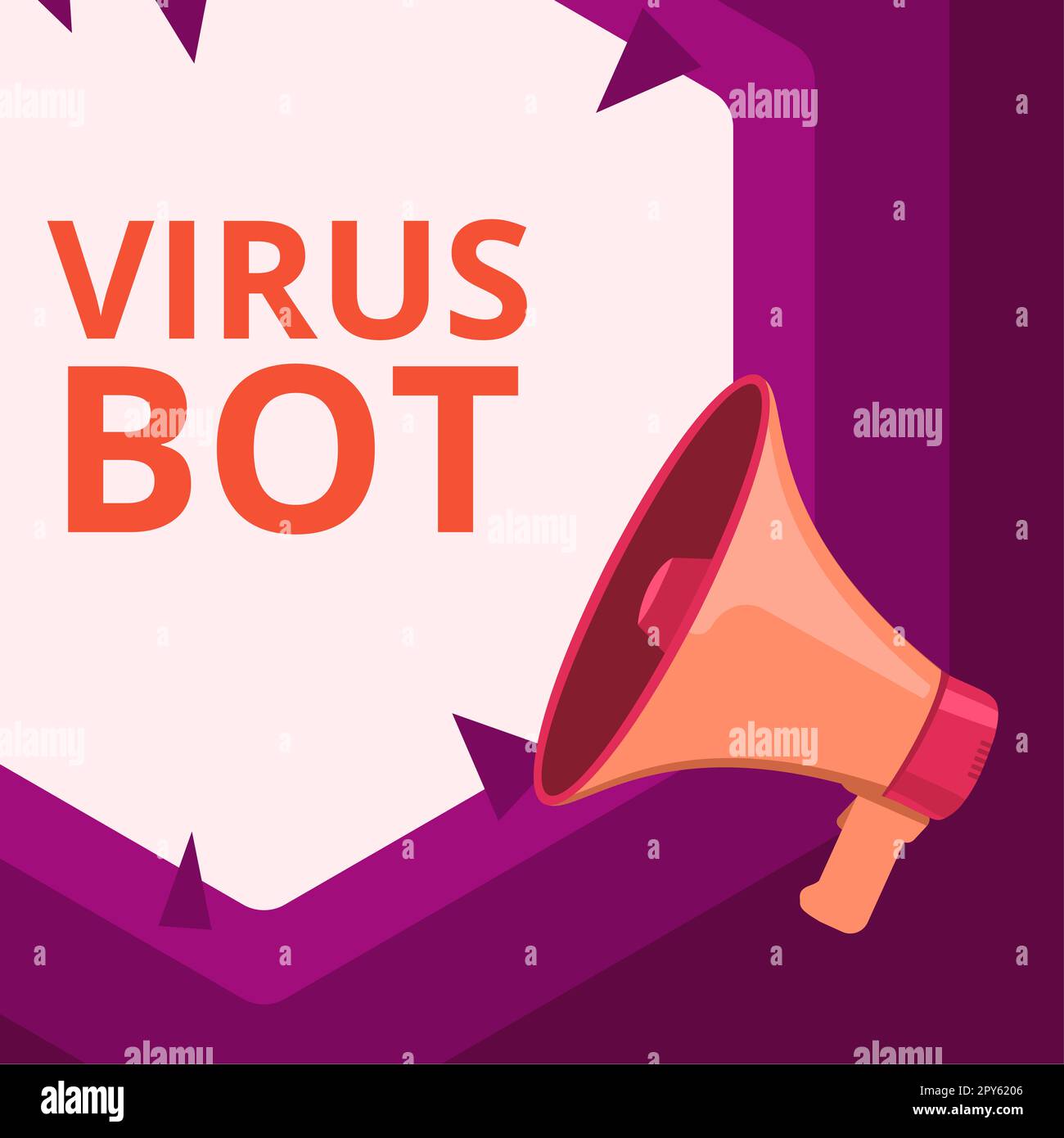 Text sign showing Virus Bot. Business concept malicious self-propagating malware designed to infect a host Stock Photo