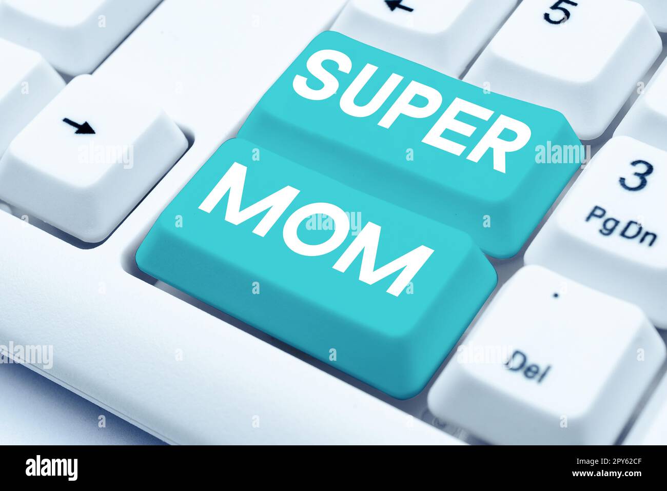Handwriting text Super Mom. Business approach a mother who can combine childcare and full-time employment Stock Photo