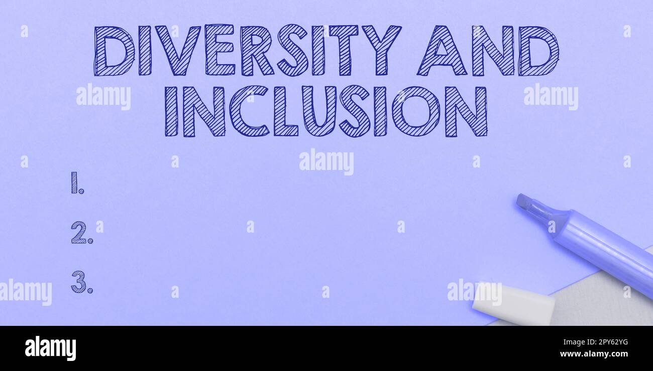 Text showing inspiration Diversity And Inclusion. Word for range human difference includes race ethnicity gender Stock Photo