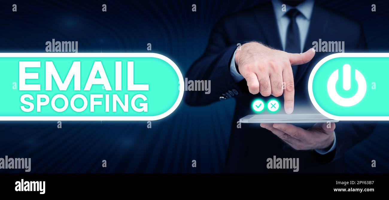 Writing displaying text Email Spoofing. Concept meaning secure the access and content of an email account or service Stock Photo