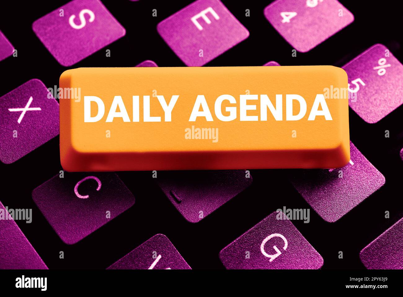 Hand writing sign Daily Agenda. Conceptual photo To do list of items be ...