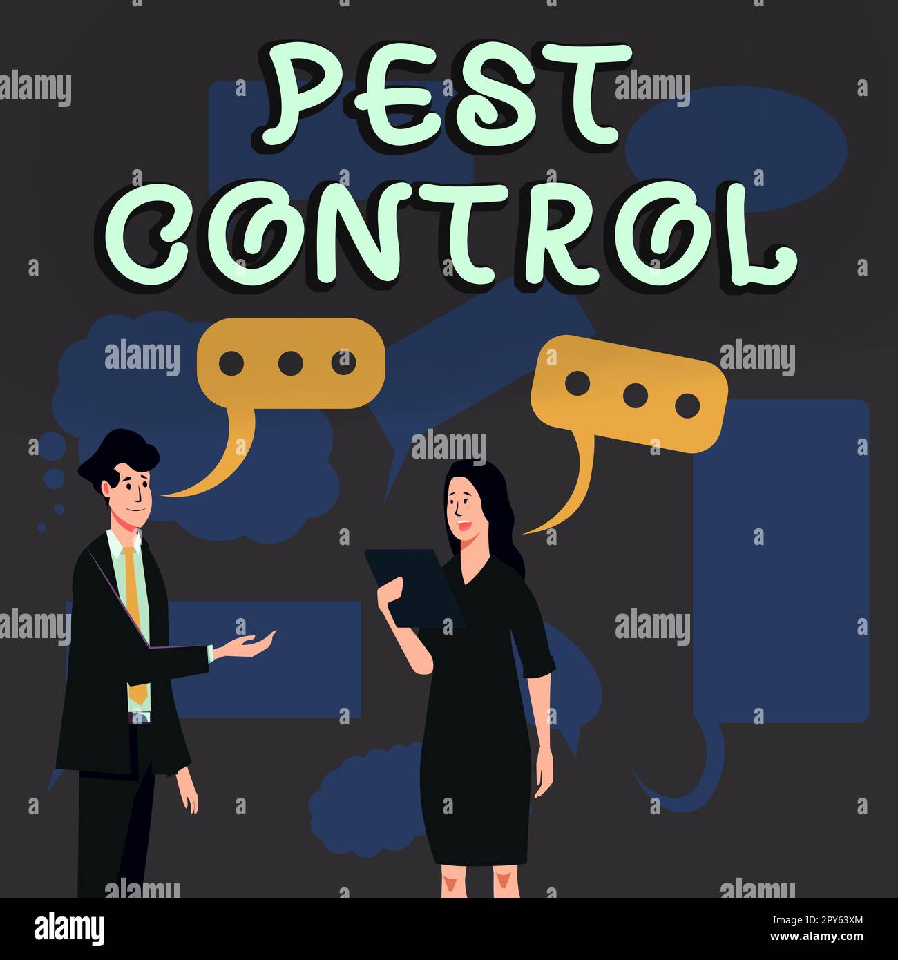 Conceptual caption Pest Control. Word for Killing destructive insects that attacks crops and livestock Stock Photo
