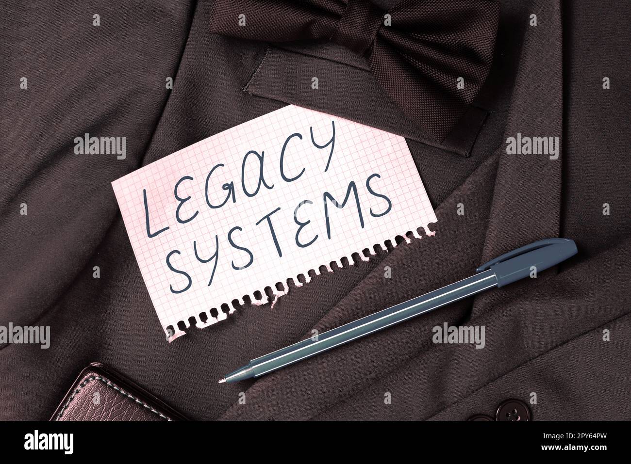 Sign displaying Legacy Systems. Concept meaning old method technology computer system or application program Stock Photo