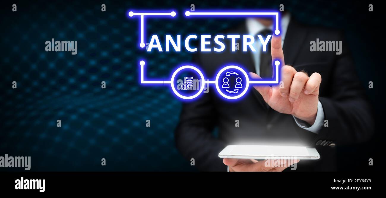 Sign displaying Ancestry. Business approach the history or developmental process of a phenomenon object idea or style Stock Photo