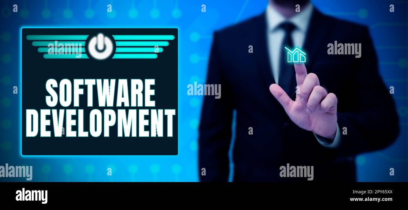 Sign displaying Software Development. Business showcase software is created using a specific programming Stock Photo