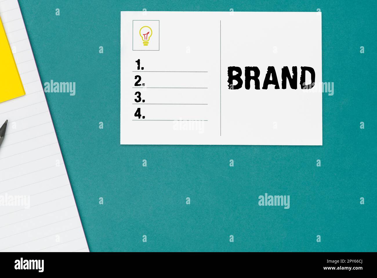 Conceptual display Brand. Business overview Type of product manufactured by a company under a particular name Stock Photo