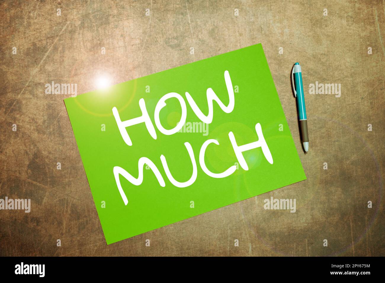 Hand writing sign How Much. Conceptual photo ask about the amount or cost of something What amount or price Stock Photo