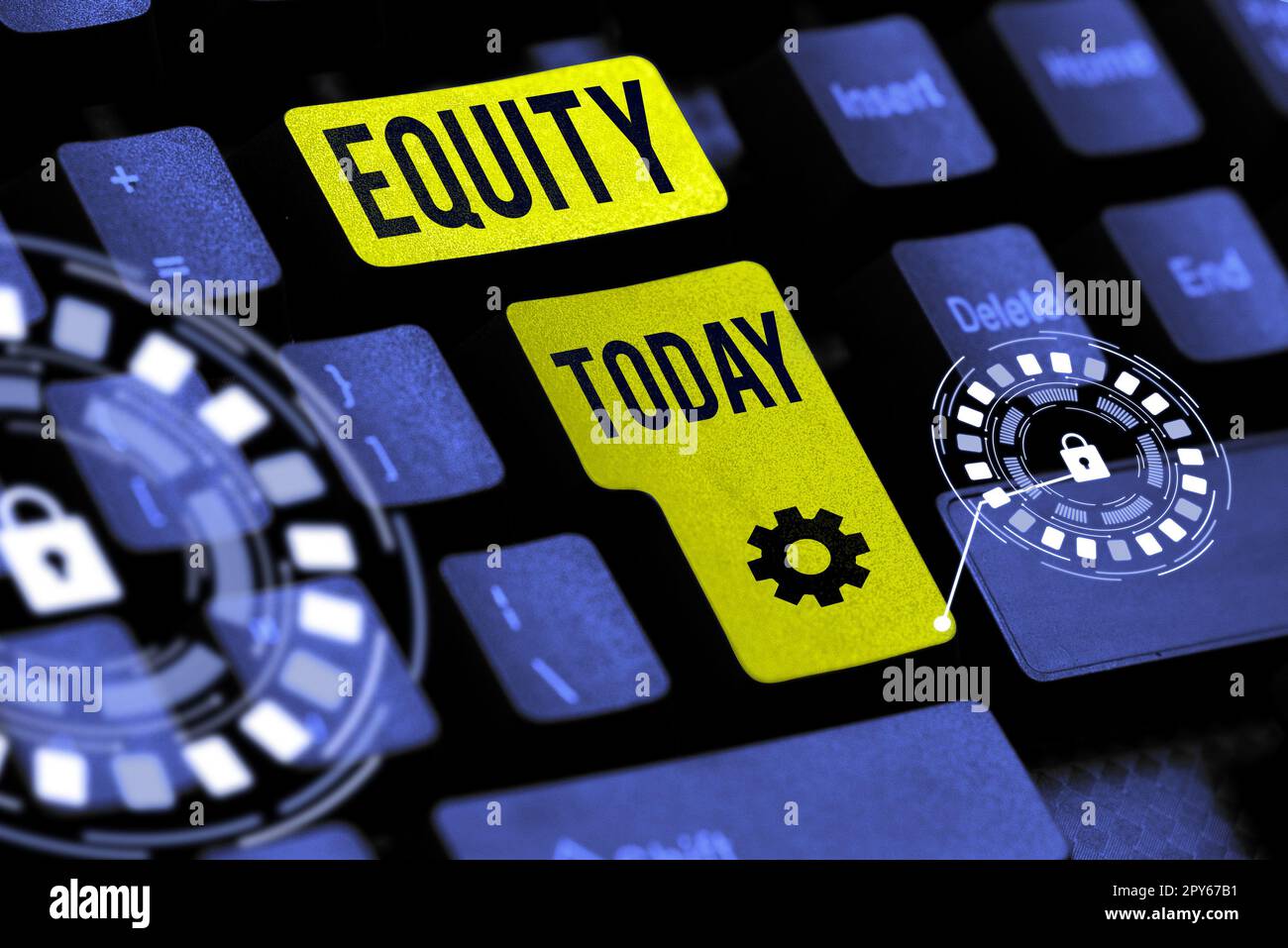 Text caption presenting Equity. Word Written on quality of being fair and impartial race free One hand Unity Stock Photo