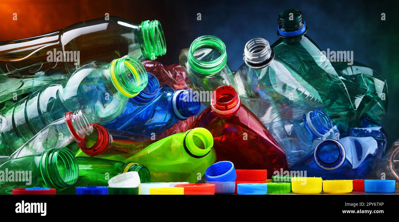 Empty colored drink bottles. Recyclable plastic waste Stock Photo Alamy