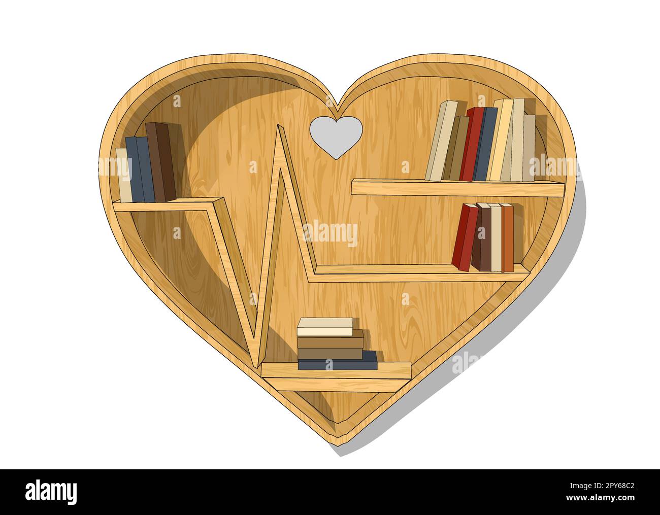 heart shaped bookshelf with books isolated on white Stock Photo - Alamy
