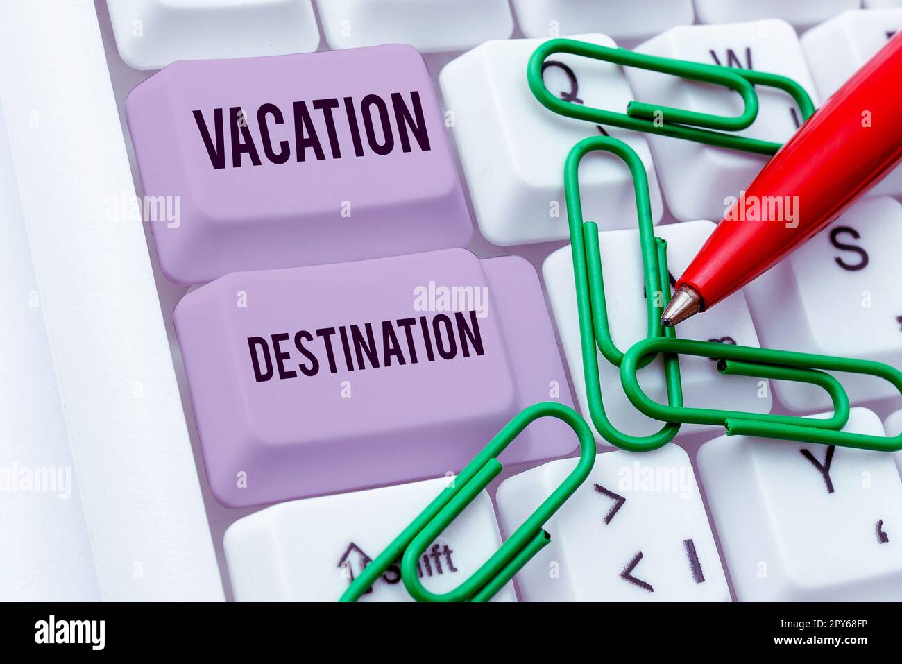 Sign displaying Vacation Destination. Business concept a place where people go for holiday or relaxation Stock Photo
