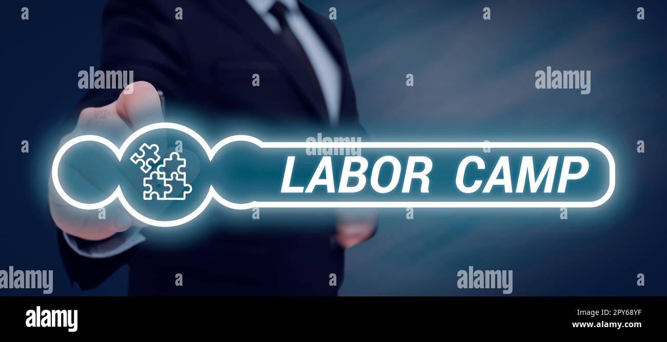 Handwriting text Labor Camp. Internet Concept a penal colony where forced labor is performed Stock Photo