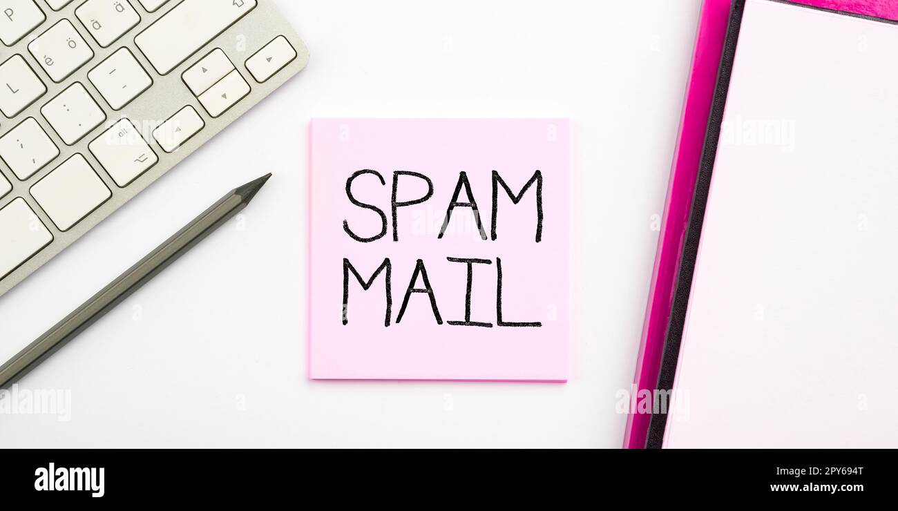 Text showing inspiration Spam Mail. Business showcase Intrusive advertising Inappropriate messages sent on the Internet Stock Photo