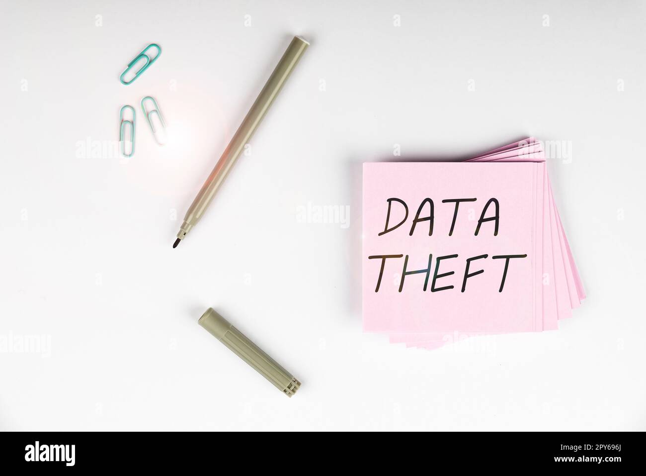 Conceptual caption Data Theft. Business overview illegal transfer of any information that is confidential Stock Photo