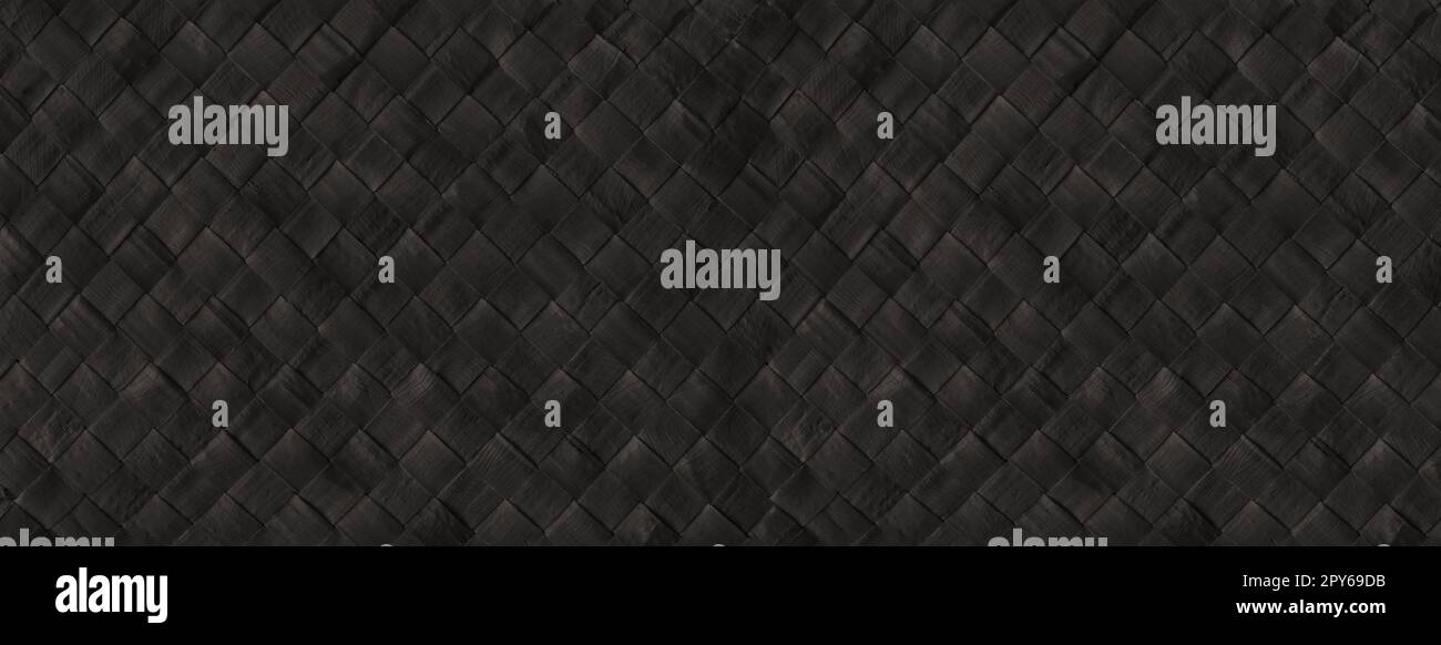 Black woven bamboo mat texture. Banner background Stock Photo
