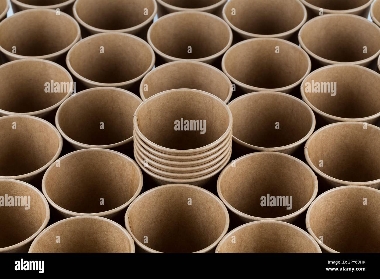 Empty Paper cups background Stock Photo