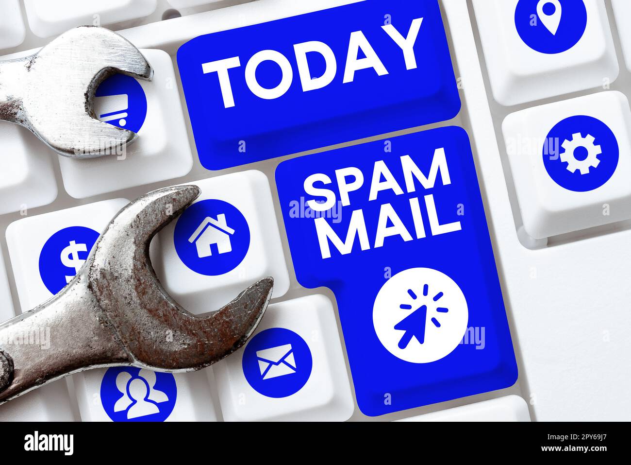 Conceptual display Spam Mail. Word Written on Intrusive advertising Inappropriate messages sent on the Internet Stock Photo