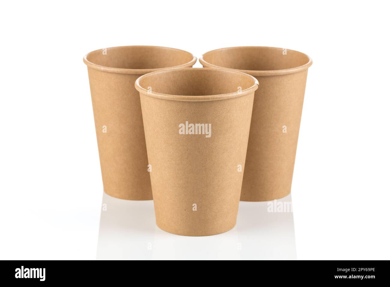 Empty Paper cups background Stock Photo