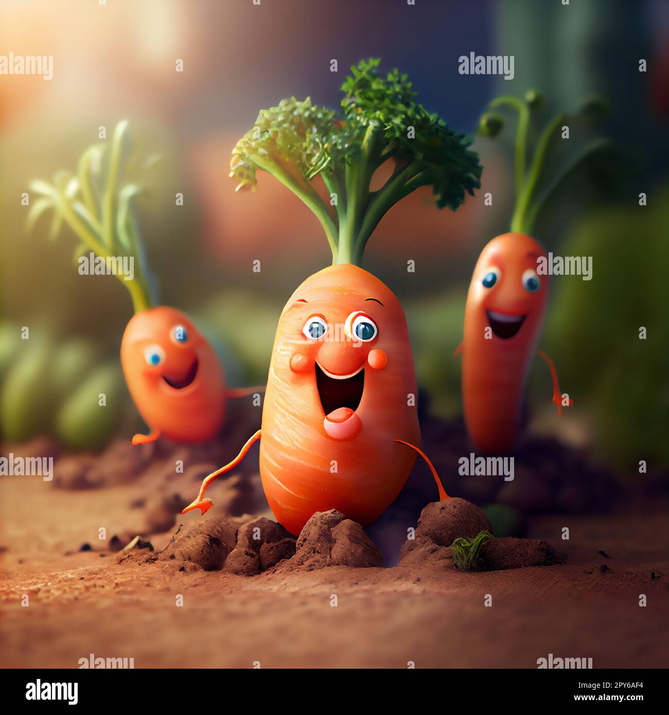 Happy carrots cartoon character Stock Photo Alamy
