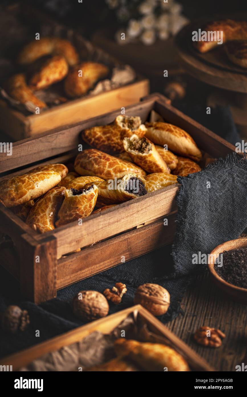 Crescent shaped Bratislava rolls Stock Photo