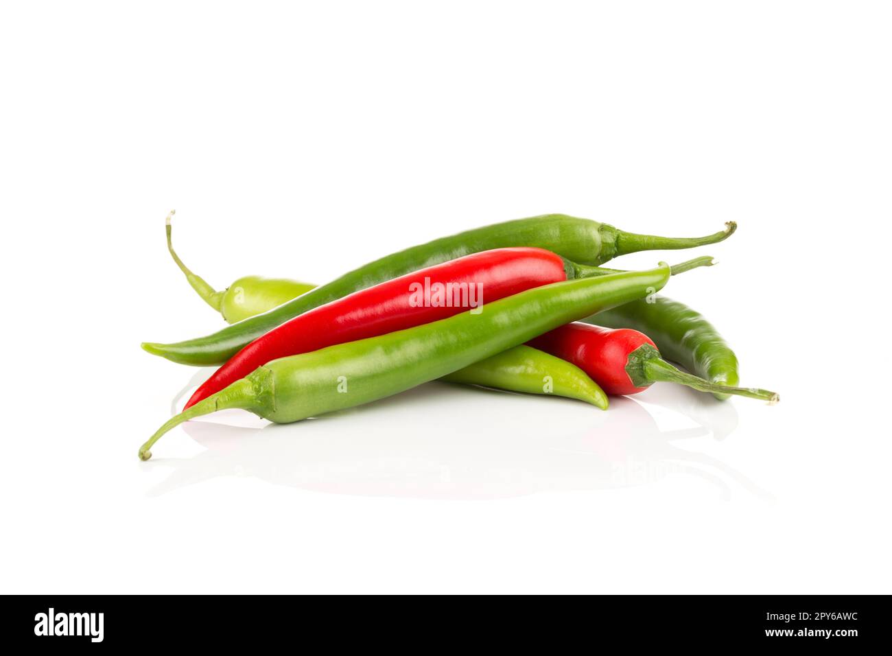 fresh green and red chili pepper Stock Photo