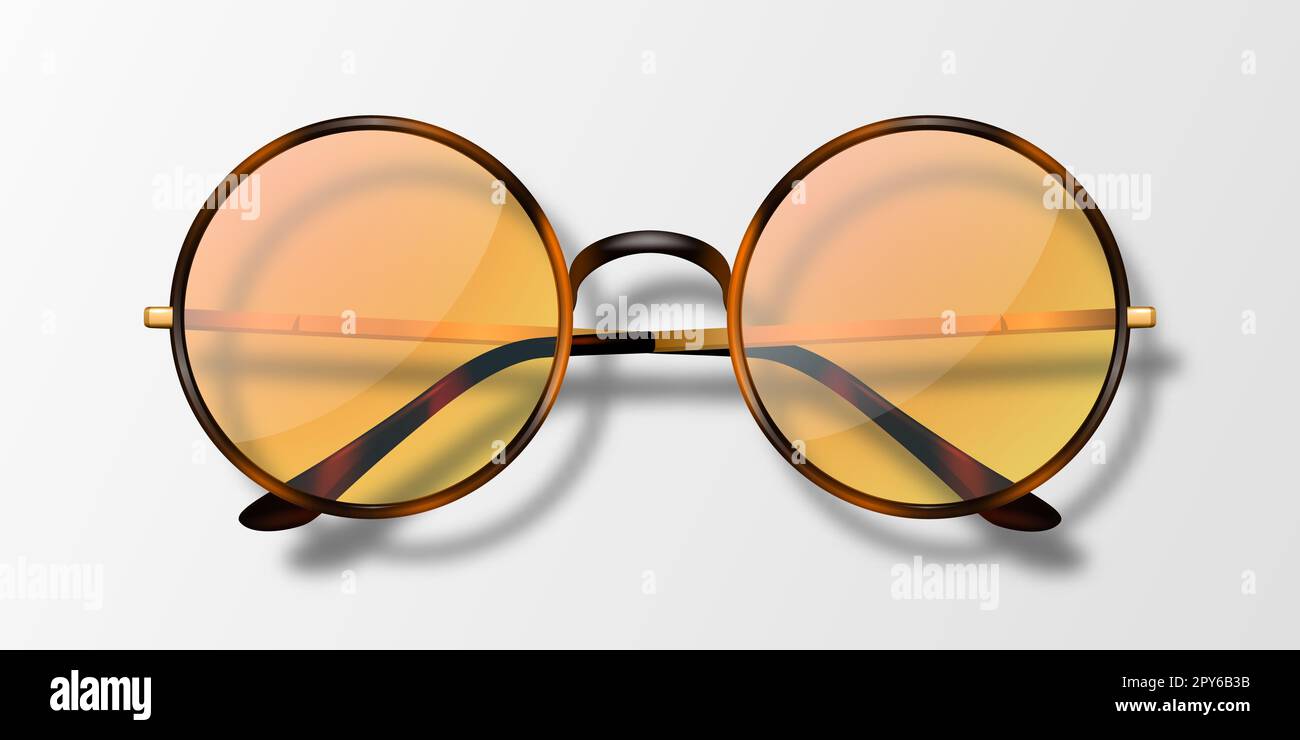 Vector 3d Realistic Round Frame Glasses Icon Isolated. Leopard Color ...