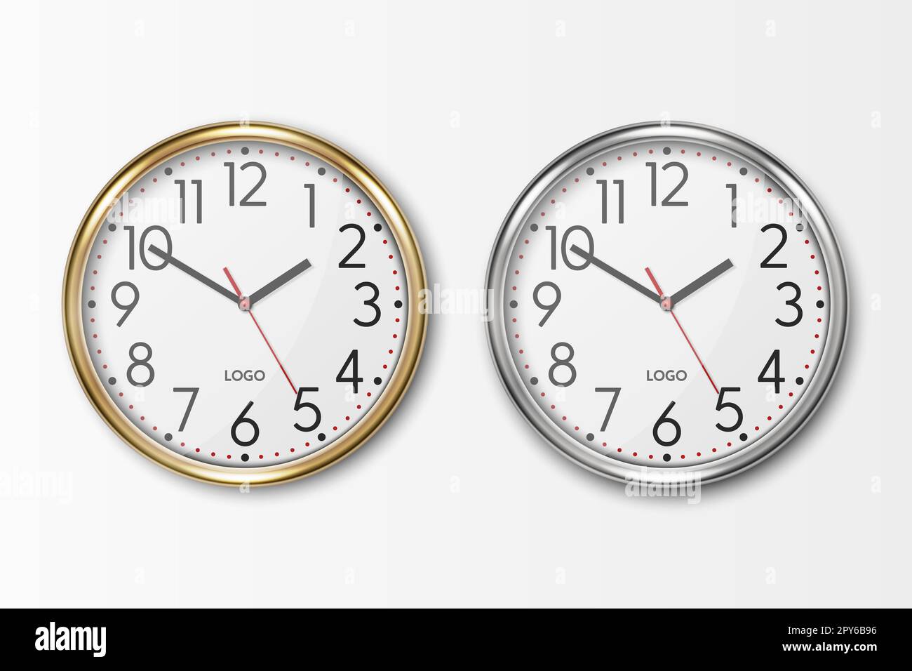 Vector 3d Realistic Simple Round Yellow Golden and Gray Silver Wall ...