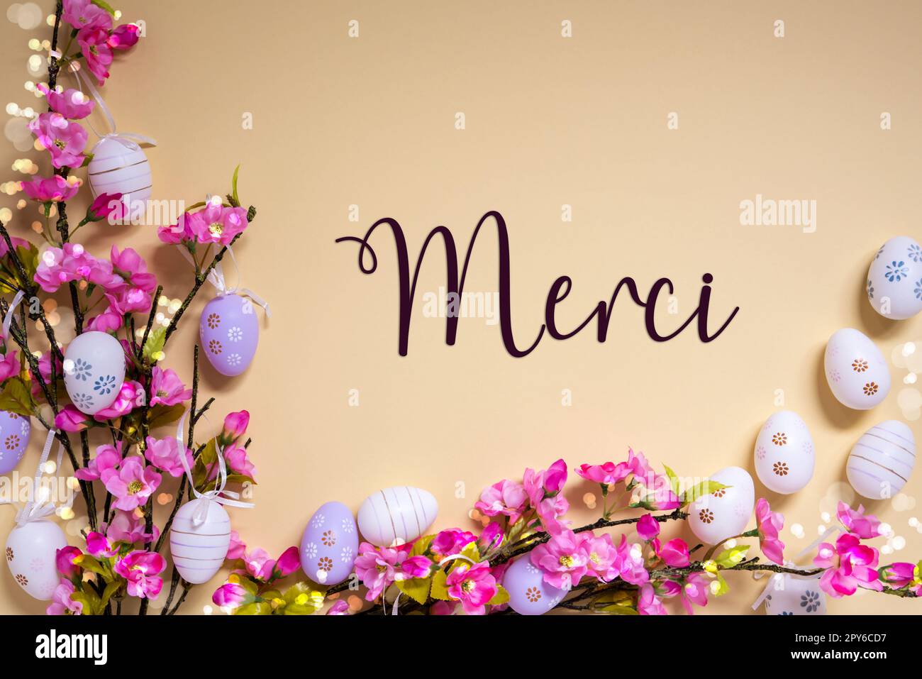 Pink Spring Flower Arrangement, Easter Decoration, Merci Means Thank