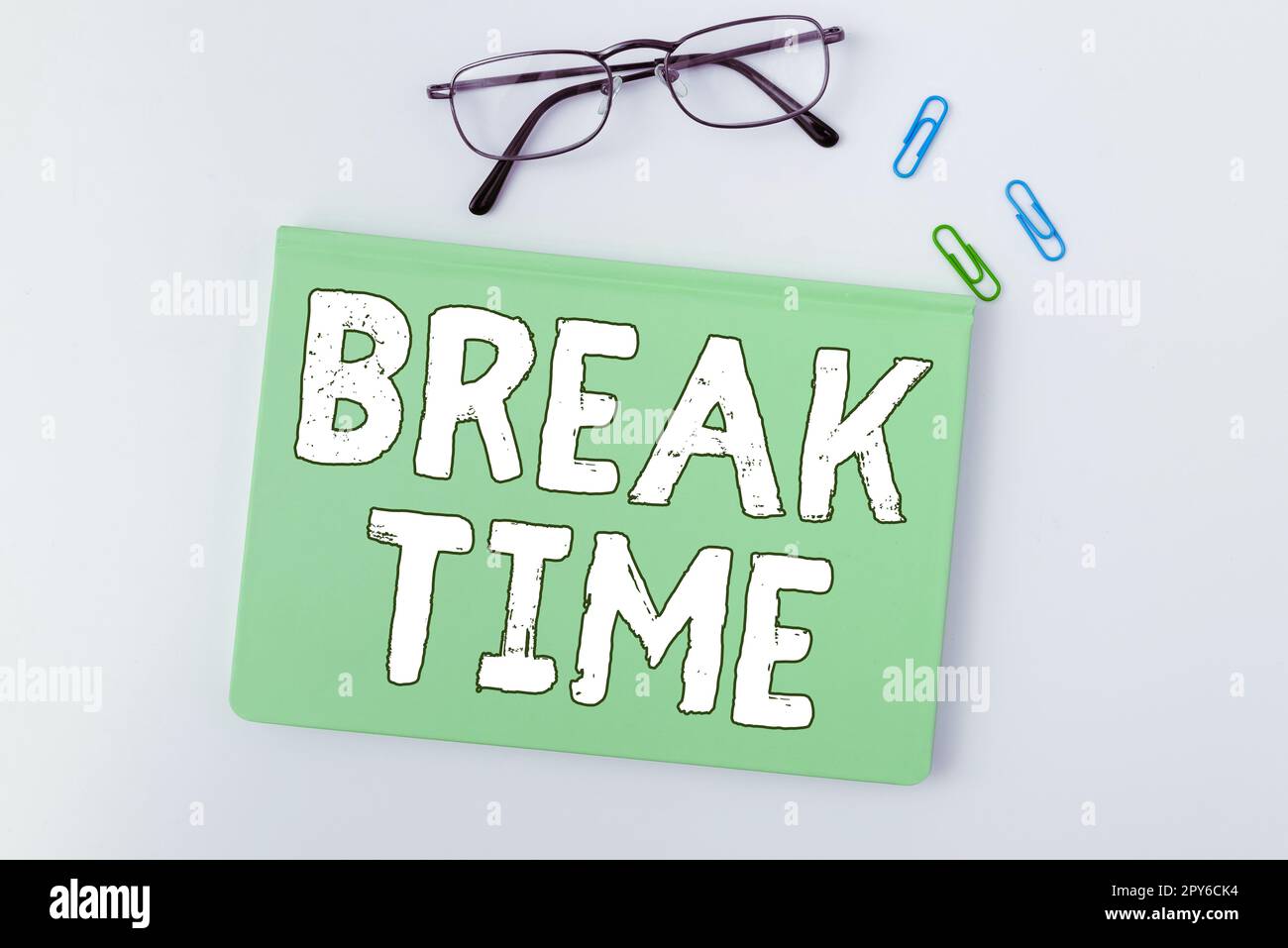 Writing displaying text Break Time. Business approach Period of rest or recreation after doing of certain work Stock Photo