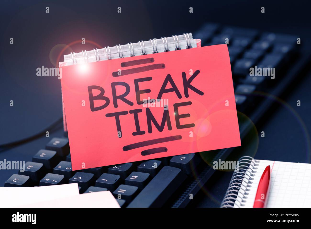 Text caption presenting Break Time. Business showcase Period of rest or recreation after doing of certain work Stock Photo