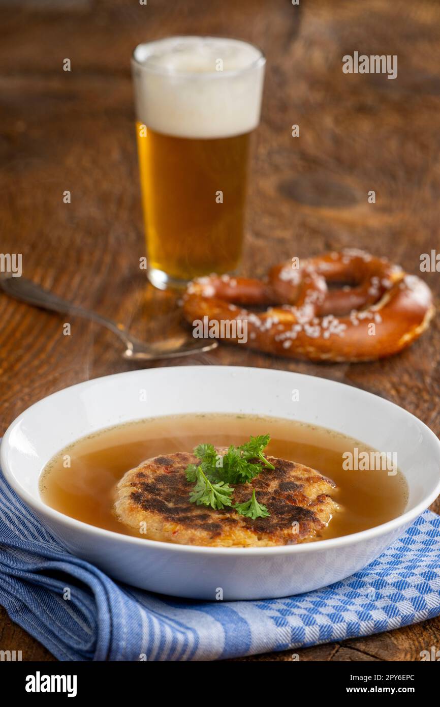 austrian cheese dumpling soup Stock Photo