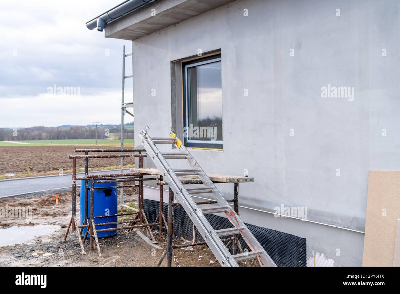 construction of a family house in the countryside Stock Photo