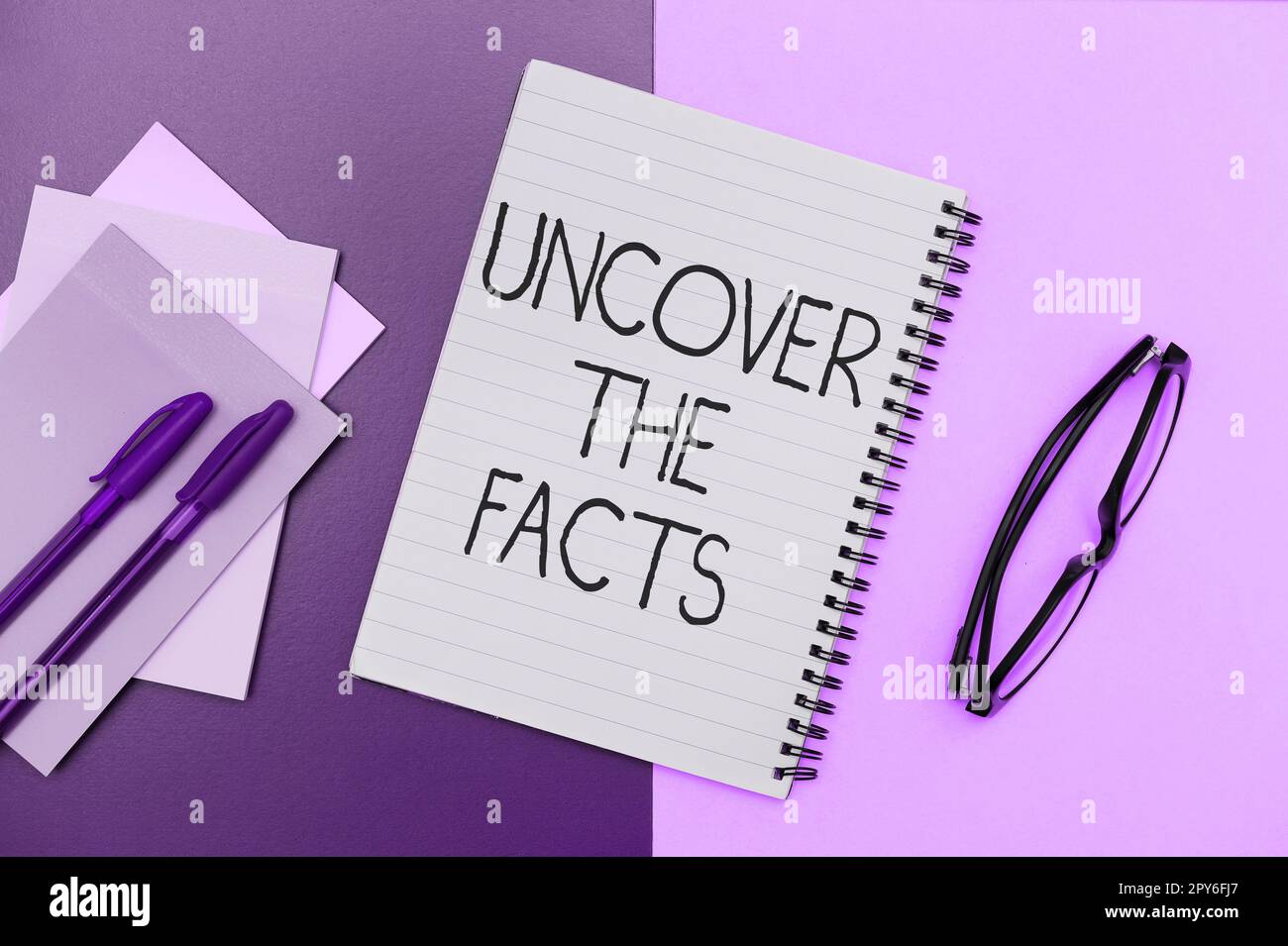 Handwriting text Uncover The Facts. Internet Concept Find the truth and evidence investigate to reveal the hidden identity Stock Photo