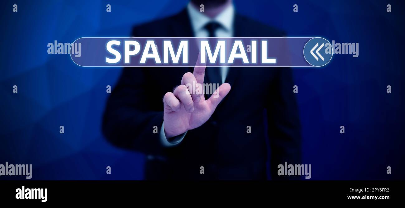 Writing displaying text Spam Mail. Business concept Intrusive advertising Inappropriate messages sent on the Internet Stock Photo