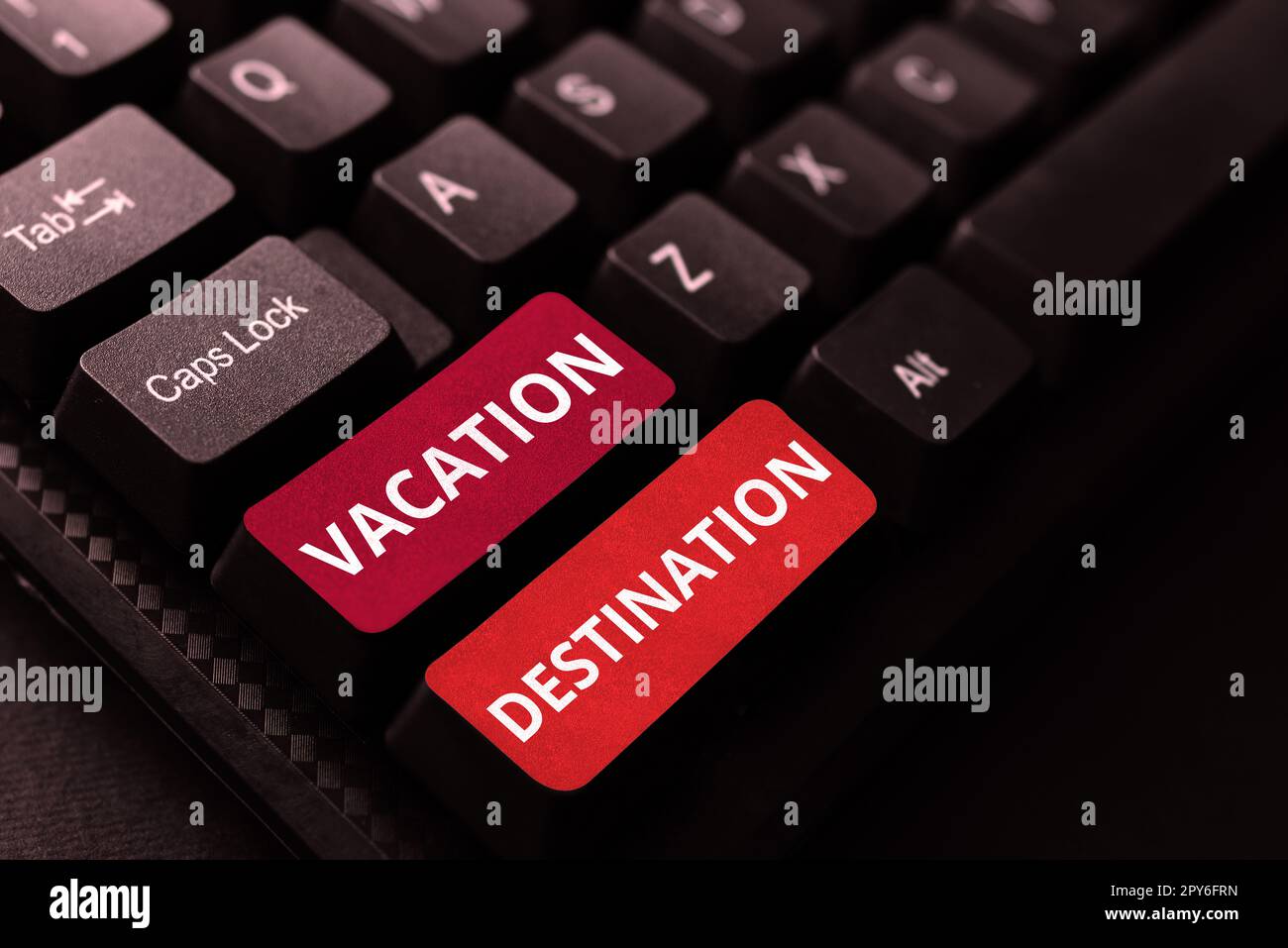 Writing displaying text Vacation Destination. Internet Concept a place where people go for holiday or relaxation Stock Photo